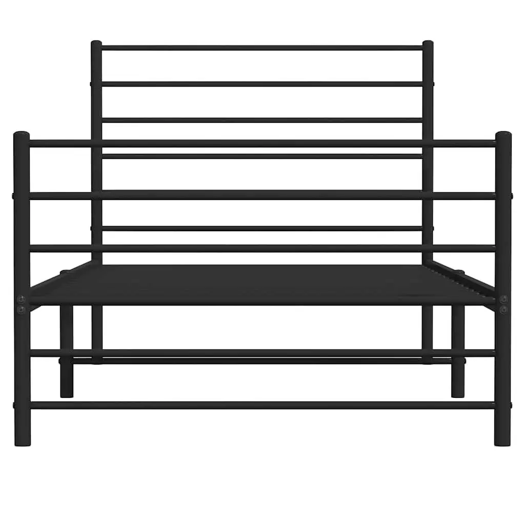 Metal Bed Frame King Single Powder-Coated Steel 107x203 cm Black