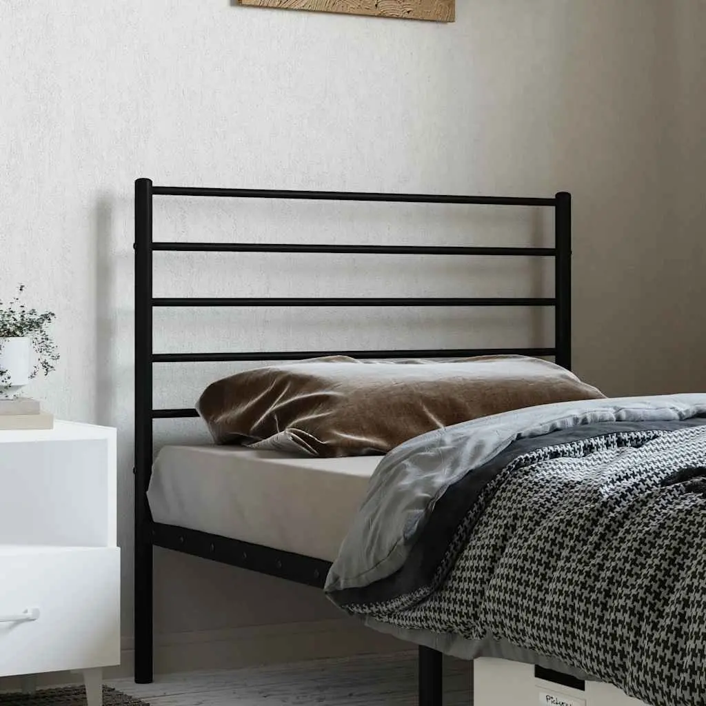 Metal Headboard Black 90cm Powder-Coated Steel Frame Bedroom Furniture