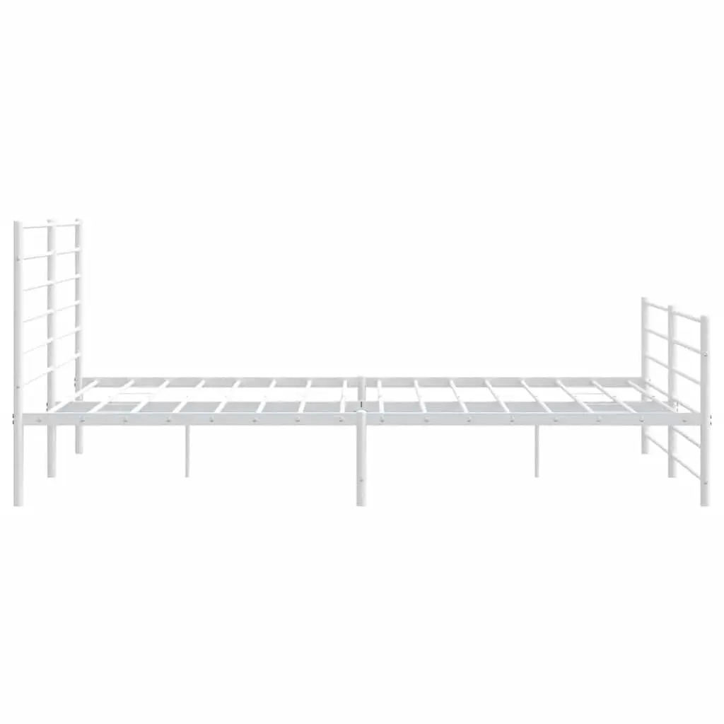 Metal Bed Frame King Size 183x203 cm Powder-coated Steel White with Headboard and Footboard