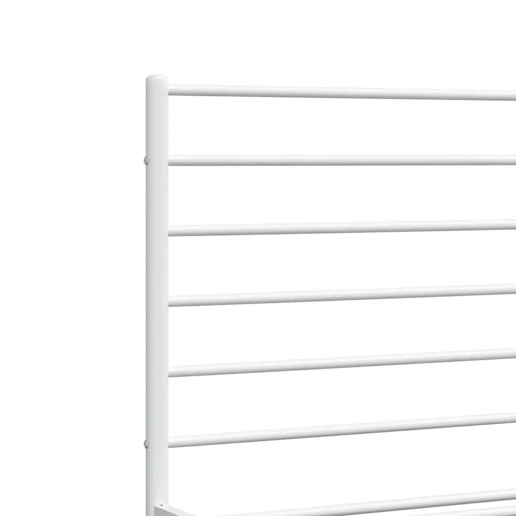 Metal Bed Frame King Size 183x203 cm Powder-coated Steel White with Headboard and Footboard