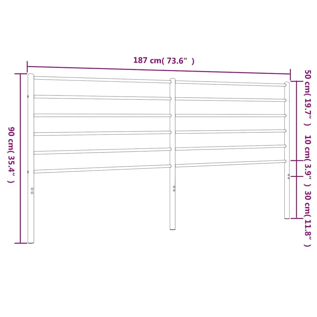 Metal Headboard White 180cm Bed Frame Header Bedroom Furniture Support