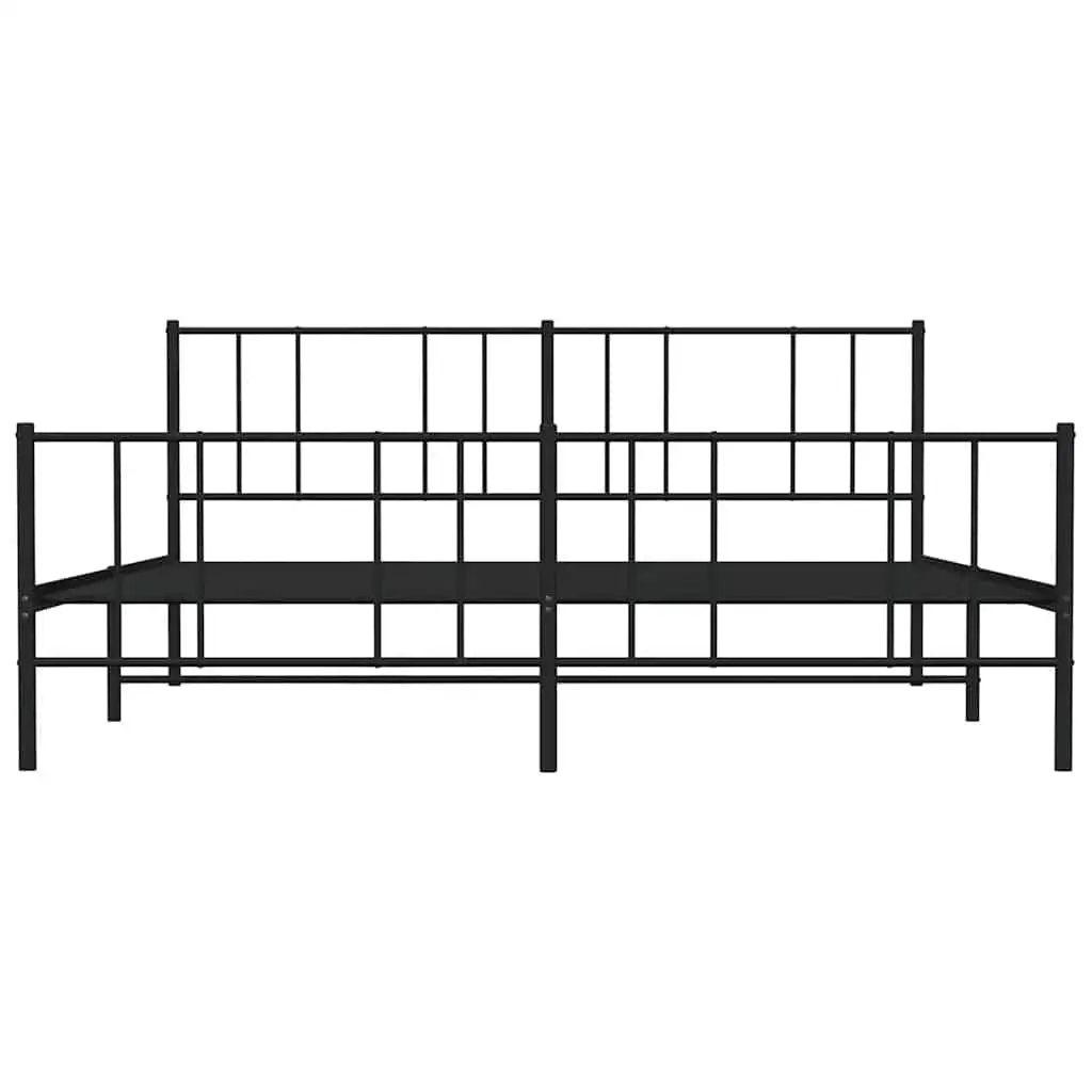 Metal Bed Frame King Size 183x203cm Black Bedroom Furniture Footboard Slats