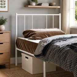 Metal Headboard 90cm White Bedroom Bed Header Powder Coated Steel Frame