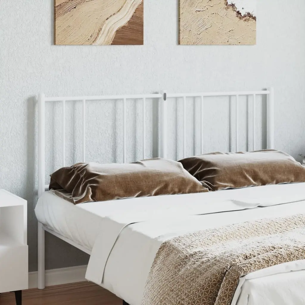 Metal Headboard Sturdy Support 135cm White Powder-coated Steel