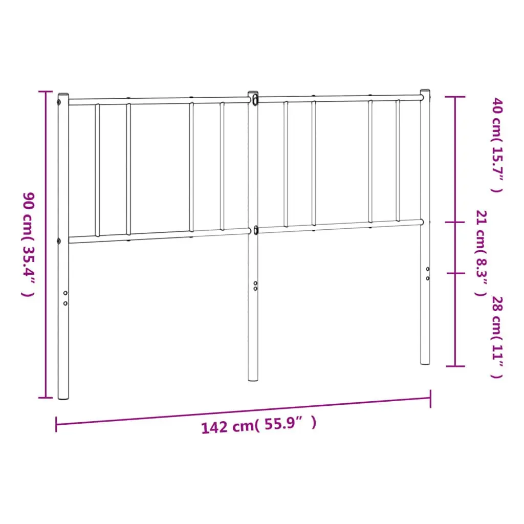 Metal Headboard Sturdy Support 135cm White Powder-coated Steel