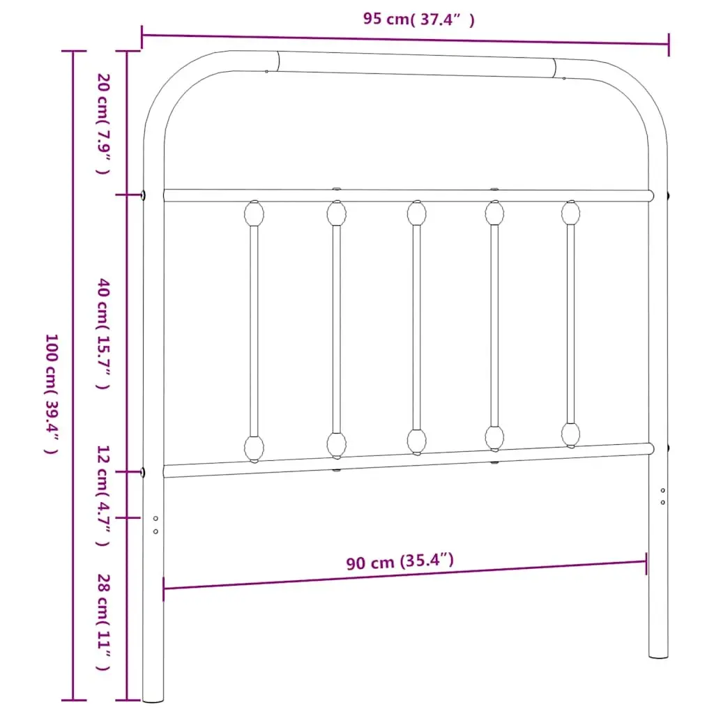 Metal Headboard White 90cm Bed Frame Head Board Bedroom Furniture Stylish Design