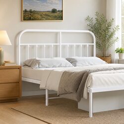 Metal Headboard White 135 cm Bed Frame Head Support Bedroom Furniture