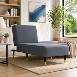 Chaise Longue Recliner 3-Position Convertible Velvet Lounger Relaxation Sofa
