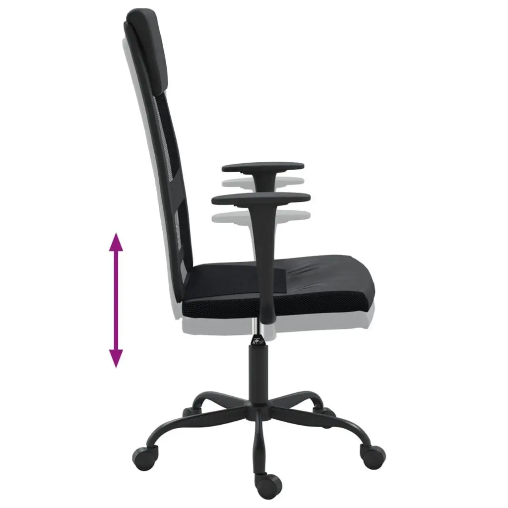 Office Chair Height Adjustable Black Mesh Fabric Faux Leather Swivel Desk Seat