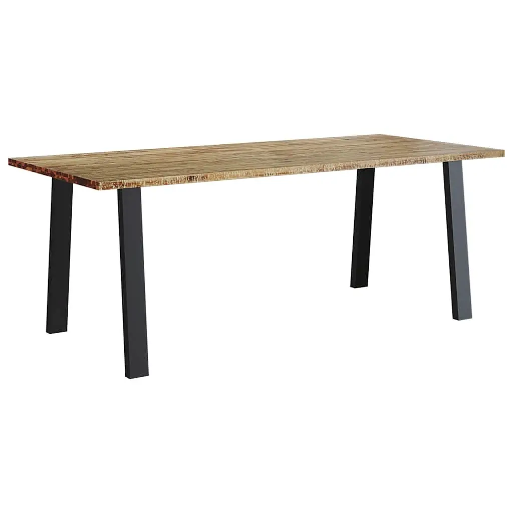 Dining Table Solid Acacia Wood 200x90x75 cm Brown Powder-coated Steel Legs