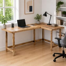 L-Shaped Wooden Desk 165x110x75cm Home Office Study Table Brown