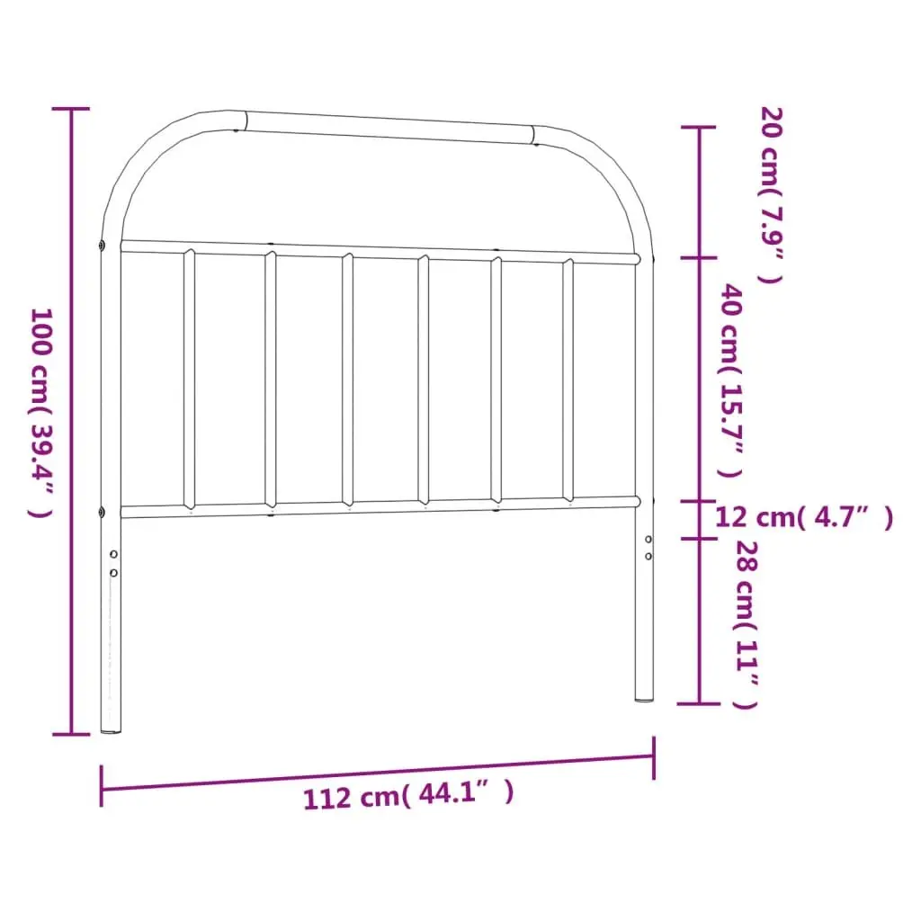 Metal Headboard Sturdy Legs 107 cm White Powder-coated Steel