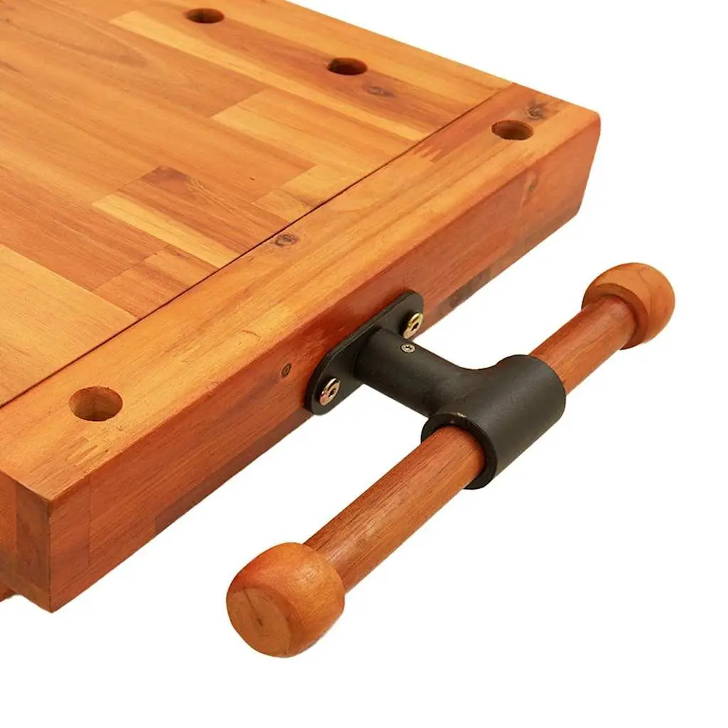 Workbench Tabletop with Vice Solid Acacia Wood 52x44x9.5 cm Brown