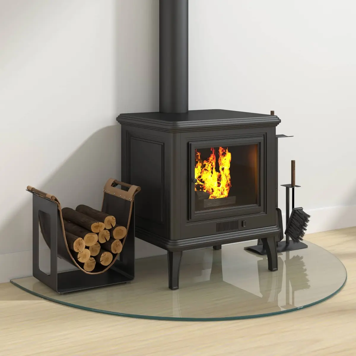 Fireplace Hearth Pad Heat Resistant Tempered Glass 1000 x 600 mm Transparent