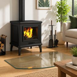Fireplace Glass Plate Floor Protector Hearth Pad Transparent 80 x 50 cm