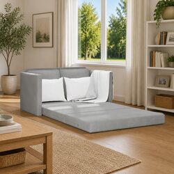 Floor Sofa Bed 2-in-1 Convertible Sleeper Loveseat Living Room Bedroom Grey