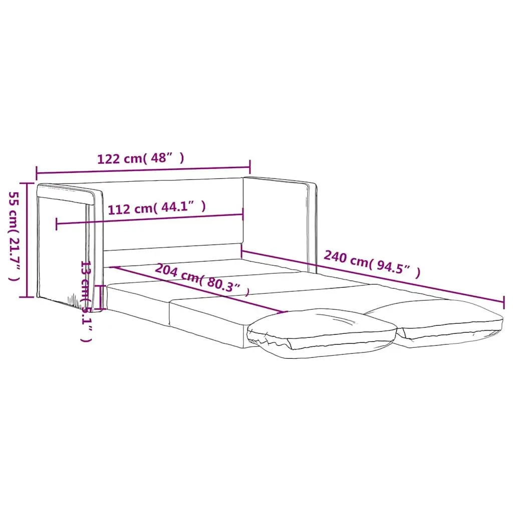 Floor Sofa Bed 2-in-1 Convertible Loveseat Double Bed Black Velvet Folding