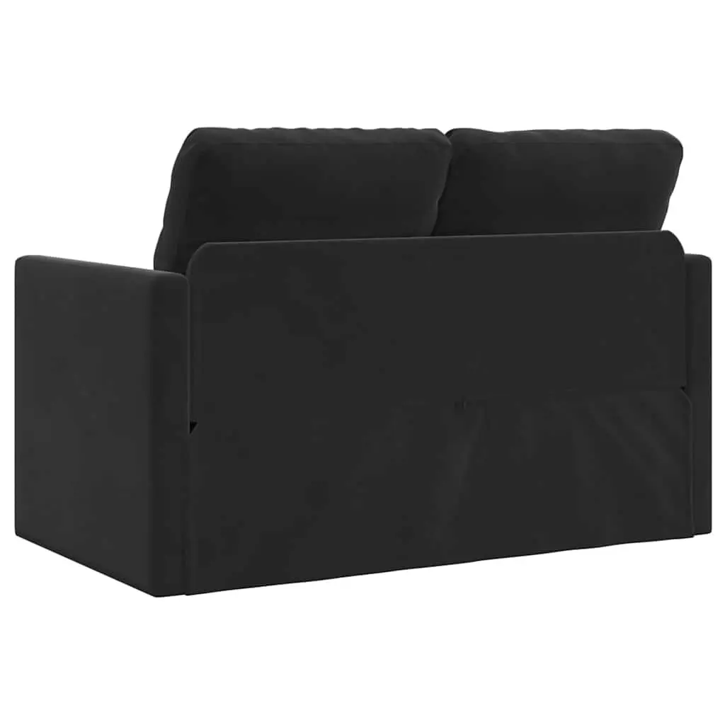 Floor Sofa Bed 2-in-1 Convertible Loveseat Double Bed Black Velvet Folding
