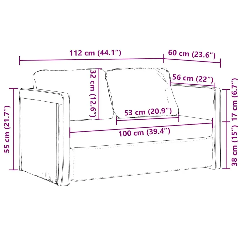 Floor Sofa Bed 2-in-1 Convertible Sleeper Loveseat Folding Guest Bed Grey