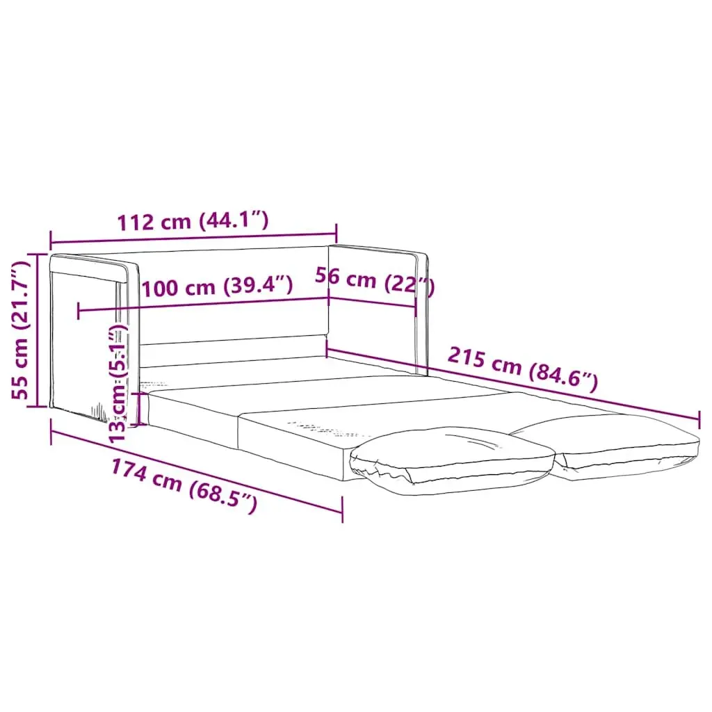 Floor Sofa Bed 2-in-1 Convertible Sleeper Loveseat Folding Guest Bed Grey