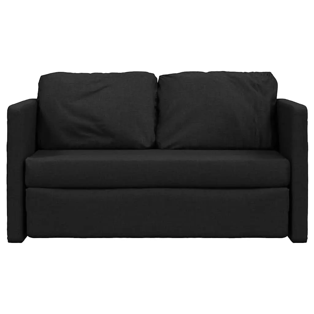 Floor Sofa Bed 2-in-1 Convertible Sleeper Loveseat Black Fabric Folding Guest