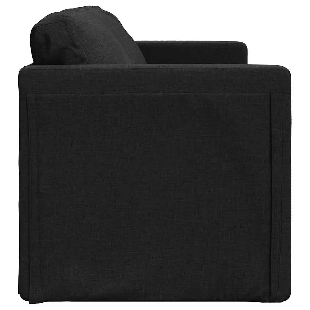 Floor Sofa Bed 2-in-1 Convertible Sleeper Loveseat Black Fabric Folding Guest