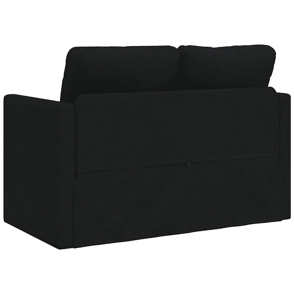 Floor Sofa Bed 2-in-1 Convertible Sleeper Loveseat Black Fabric Folding Guest