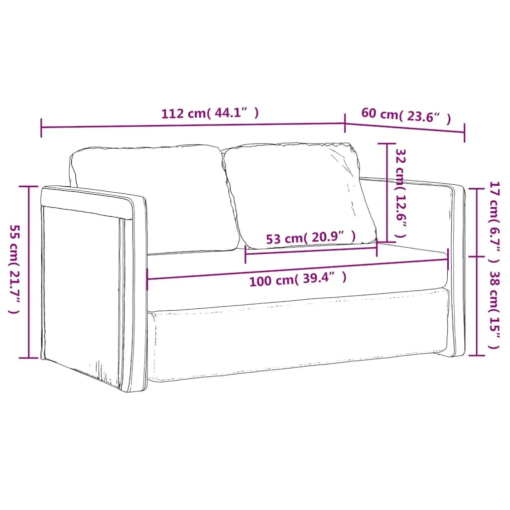 Floor Sofa Bed 2-in-1 Convertible Loveseat Grey Folding Sleeper Living Room