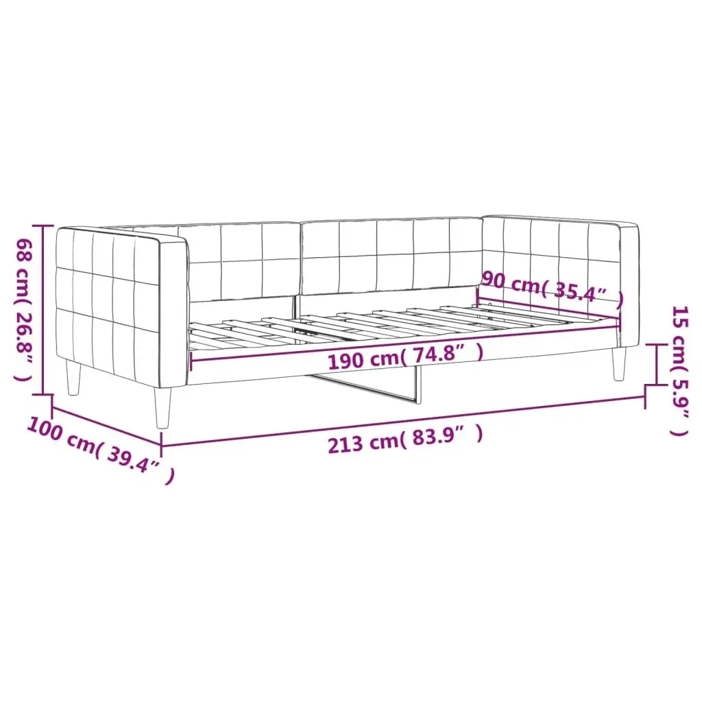 Day Bed Sofa Bed Frame Black Velvet 90x190 cm Modern Sleeper Couch