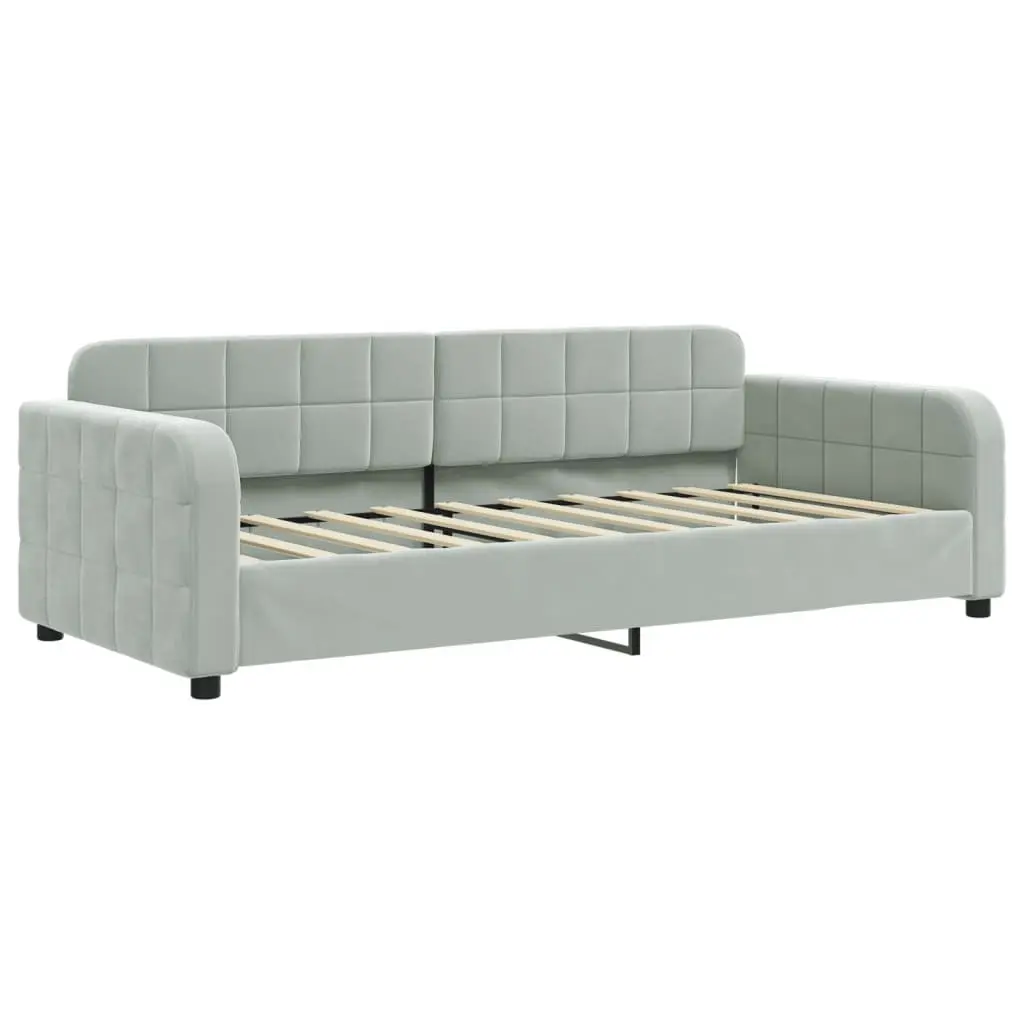 Day Bed Sofa Grey Velvet 90x190cm Modern Couch Furniture