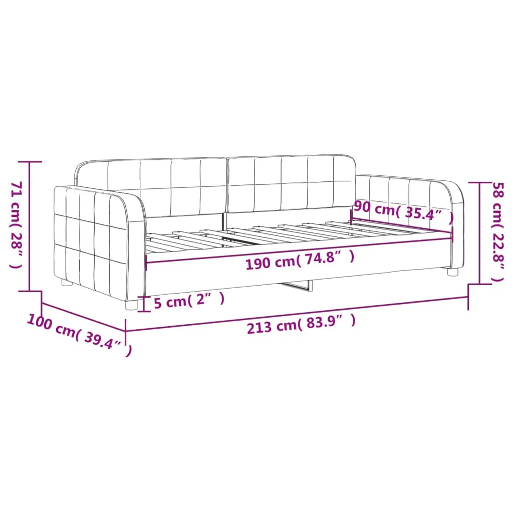 Day Bed Sofa Grey Velvet 90x190cm Modern Couch Furniture