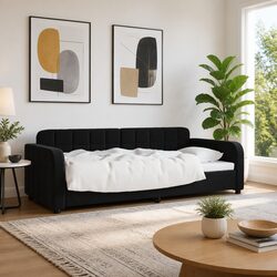Day Bed Sofa Couch Black Velvet 90x190cm Modern Design Bedroom Living Room