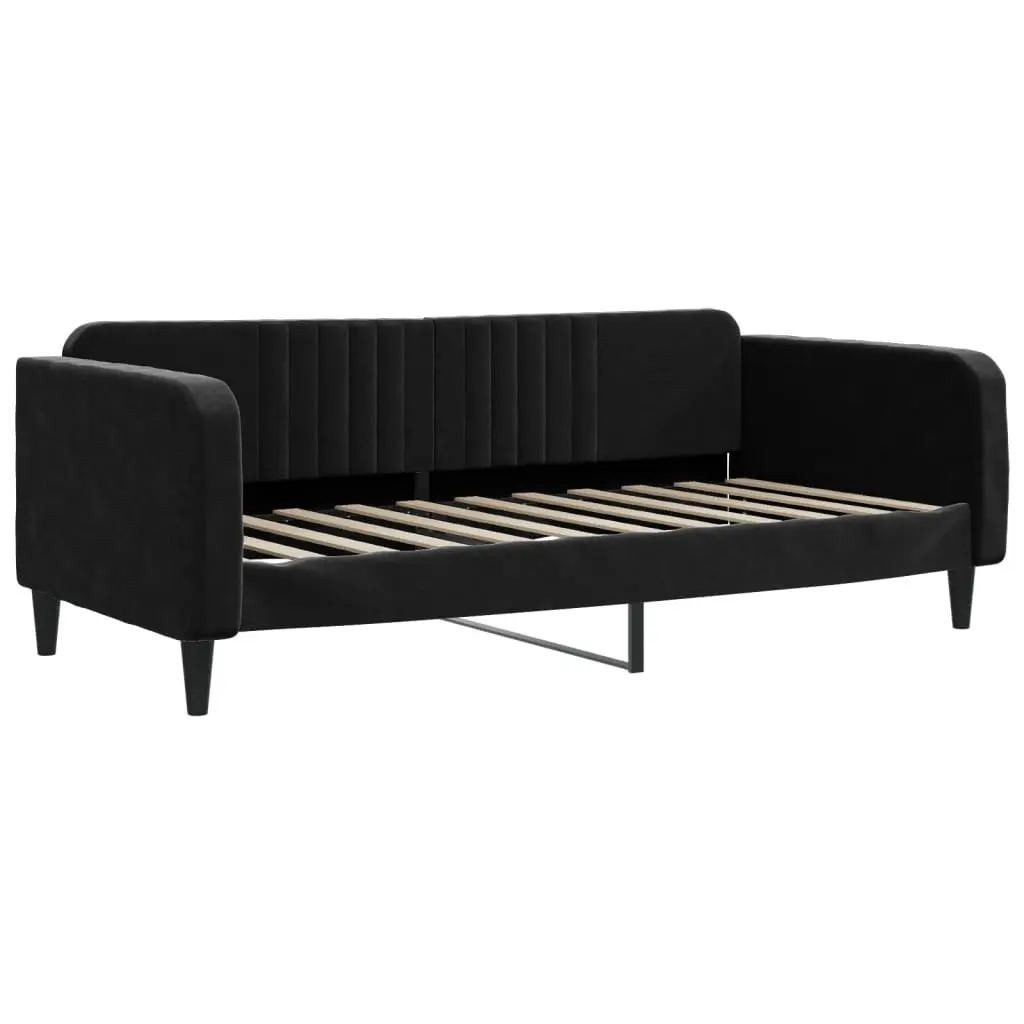 Day Bed Sofa Bed 90x190 cm Black Velvet Upholstered