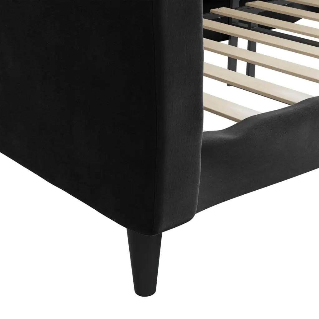 Day Bed Sofa Bed 90x190 cm Black Velvet Upholstered