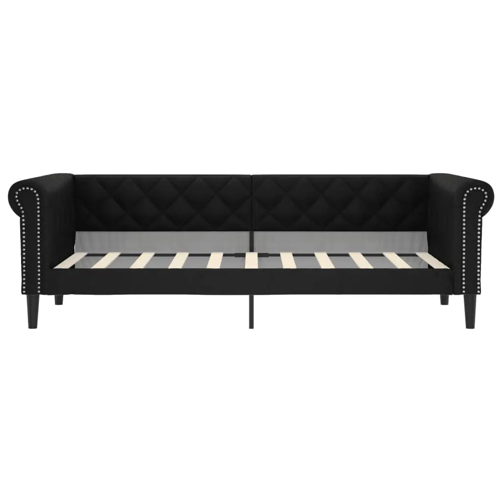 Day Bed Sofa Bed Faux Leather 90x190 cm Black