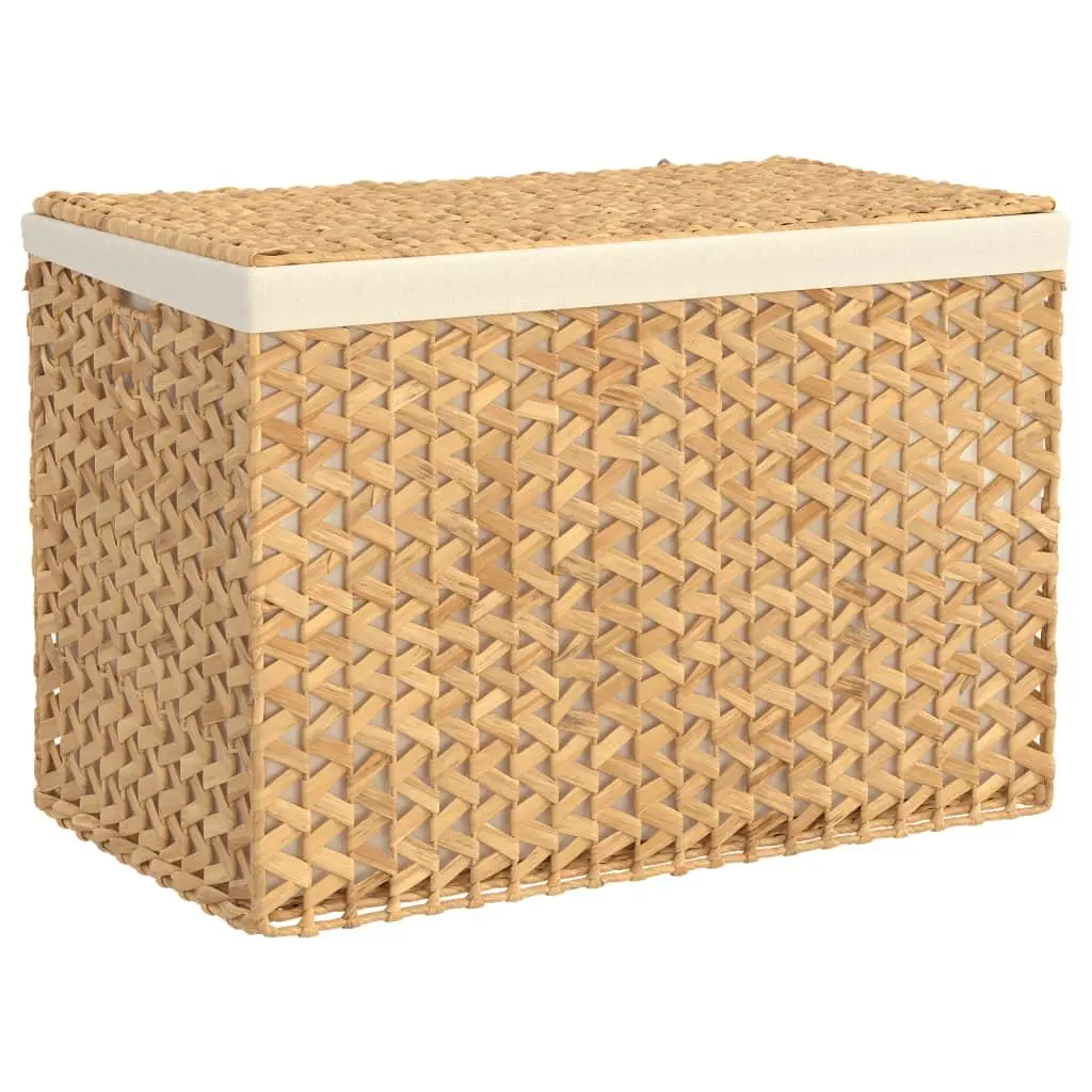 Laundry Basket 3 Sections Water Hyacinth Brown Foldable Storage Hamper Household