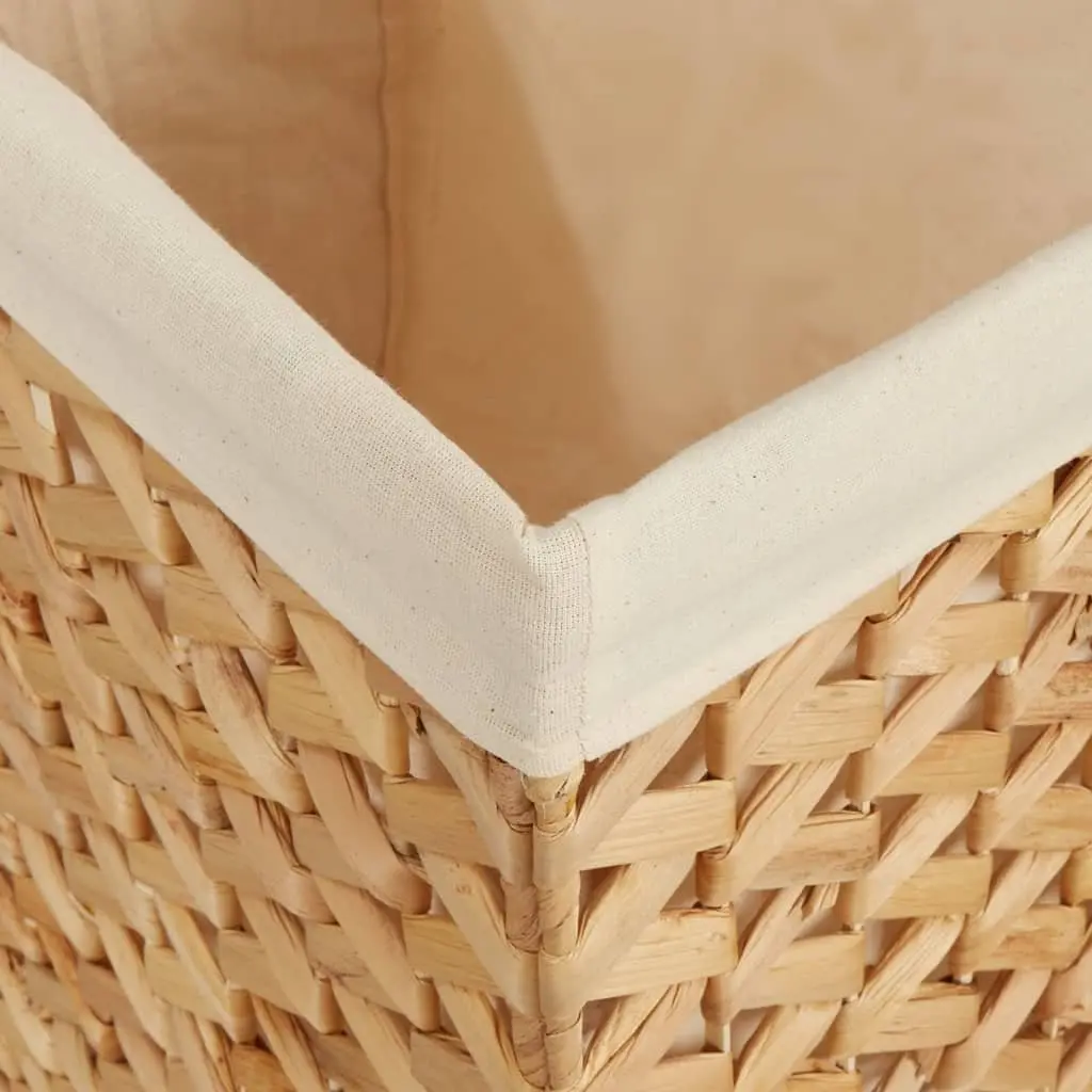 Laundry Basket 3 Sections Water Hyacinth Brown Foldable Storage Hamper Household