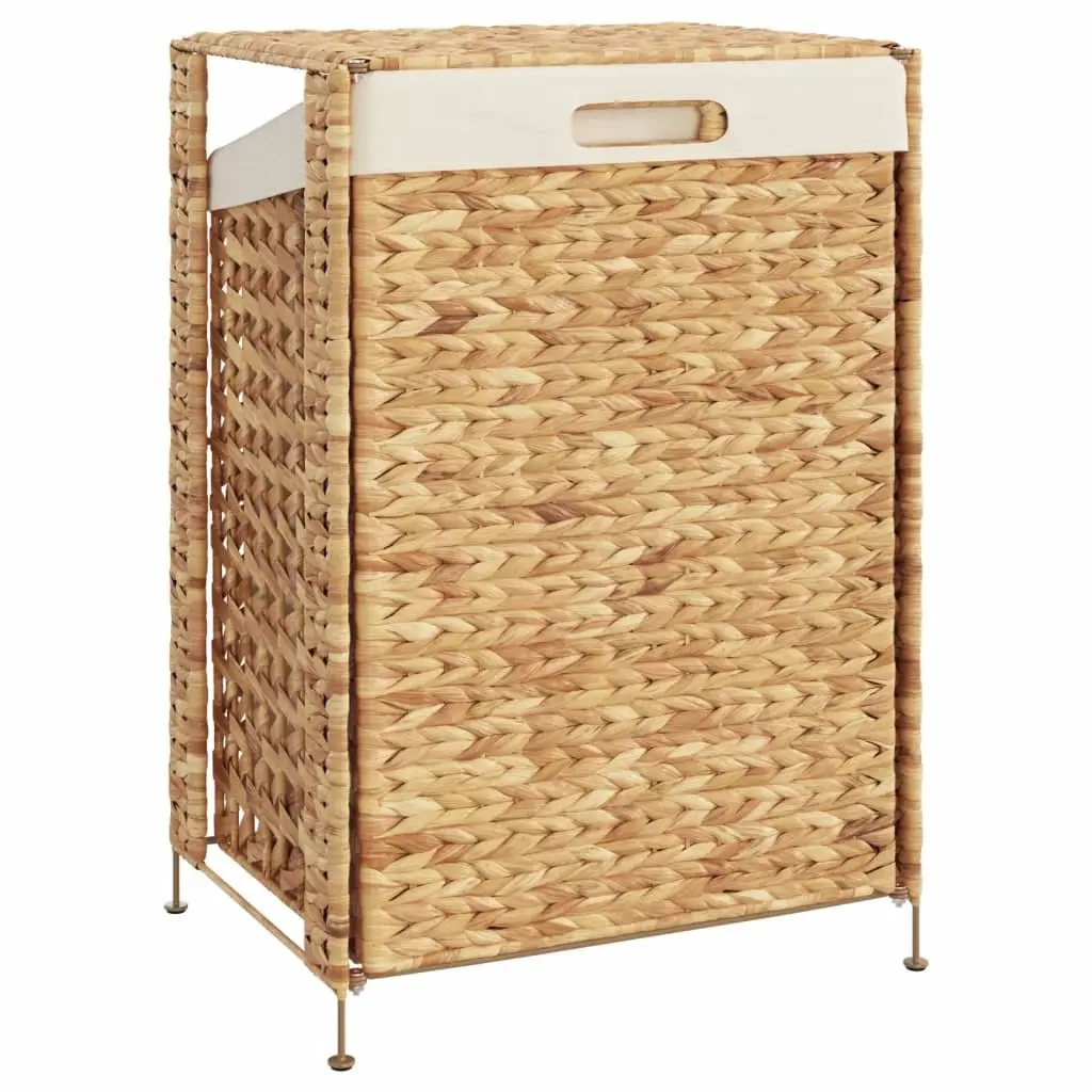 Laundry Basket 44x34x64 cm Brown Water Hyacinth Storage Hamper with Lid Handle