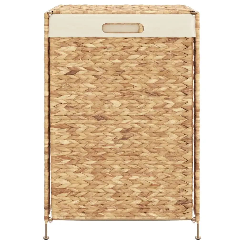 Laundry Basket 44x34x64 cm Brown Water Hyacinth Storage Hamper with Lid Handle