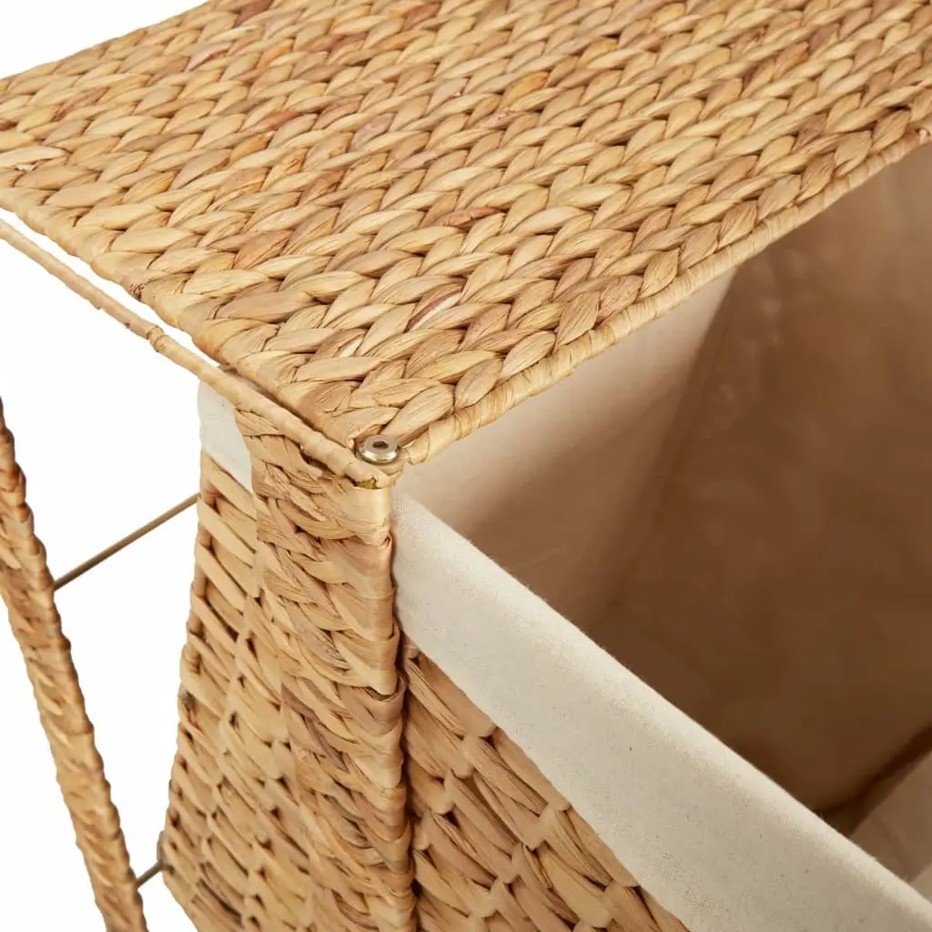 Laundry Basket 44x34x64 cm Brown Water Hyacinth Storage Hamper with Lid Handle