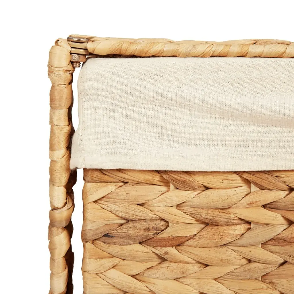 Laundry Basket 44x34x64 cm Brown Water Hyacinth Storage Hamper with Lid Handle