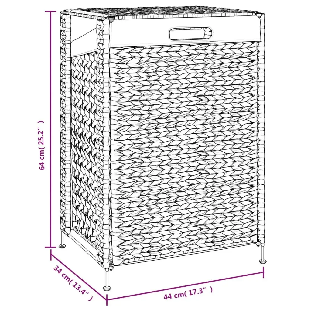 Laundry Basket 44x34x64 cm Brown Water Hyacinth Storage Hamper with Lid Handle