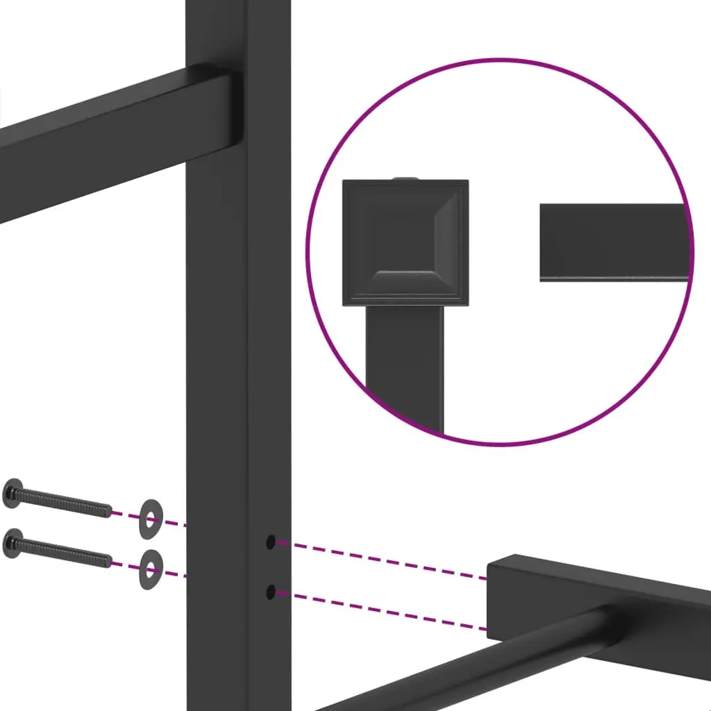 Metal Bed Frame with Headboard 150x200 cm Black Steel