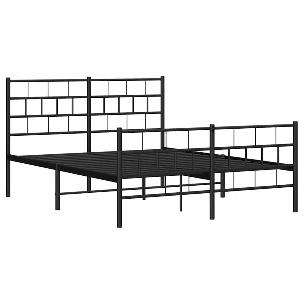 Metal Bed Frame Robust Steel 135x190 cm Black