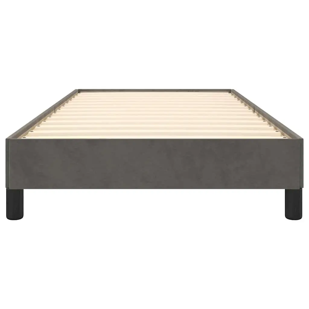 King Single Bed Frame Grey Velvet Upholstered Plywood Slats Sturdy Legs