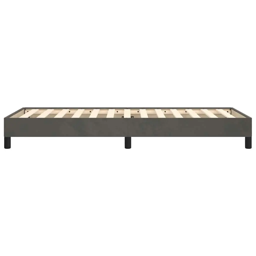 King Single Bed Frame Grey Velvet Upholstered Plywood Slats Sturdy Legs