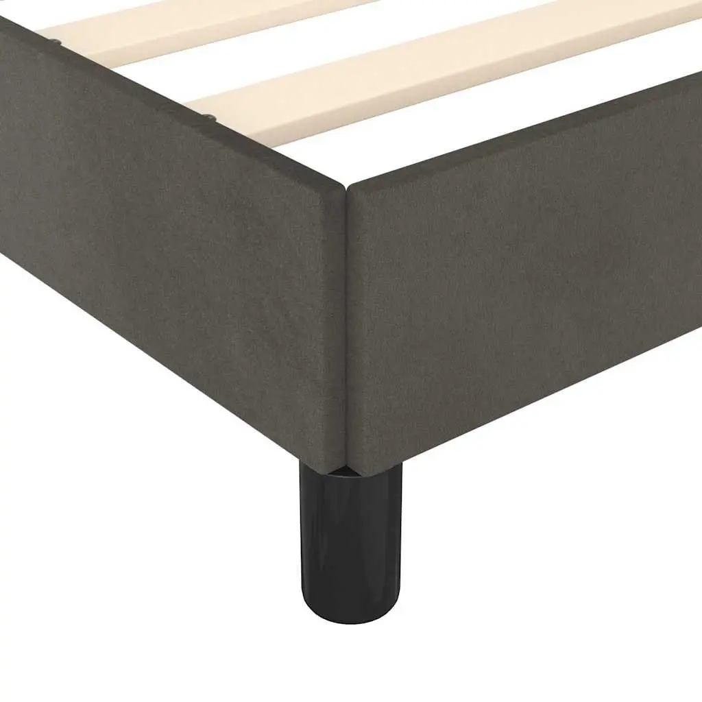 King Single Bed Frame Grey Velvet Upholstered Plywood Slats Sturdy Legs