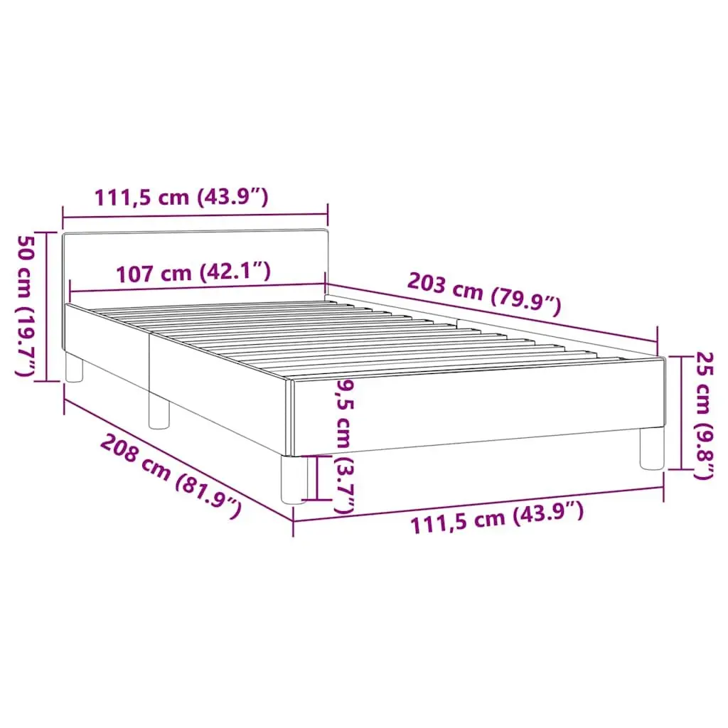 King Single Bed Frame Black Velvet Upholstered Headboard Plywood Slats