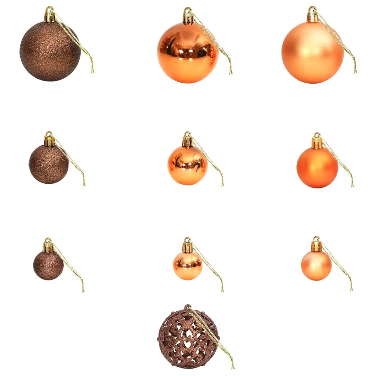 Christmas Baubles Shatterproof Ornament Set 100 Pieces 3cm 4cm 6cm Brown