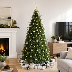 111 Piece Christmas Bauble Set Gold Shatterproof Ornaments Multiple Sizes Styles